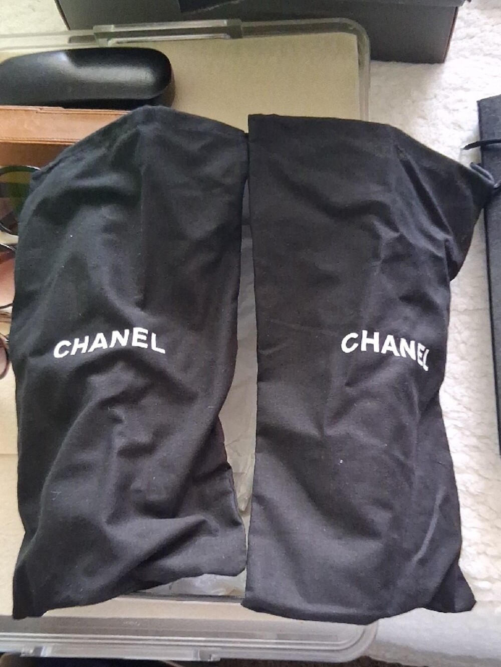 CHANEL Navy, Orange & Blue Logo Slide Sandals - Picture 3 of 6